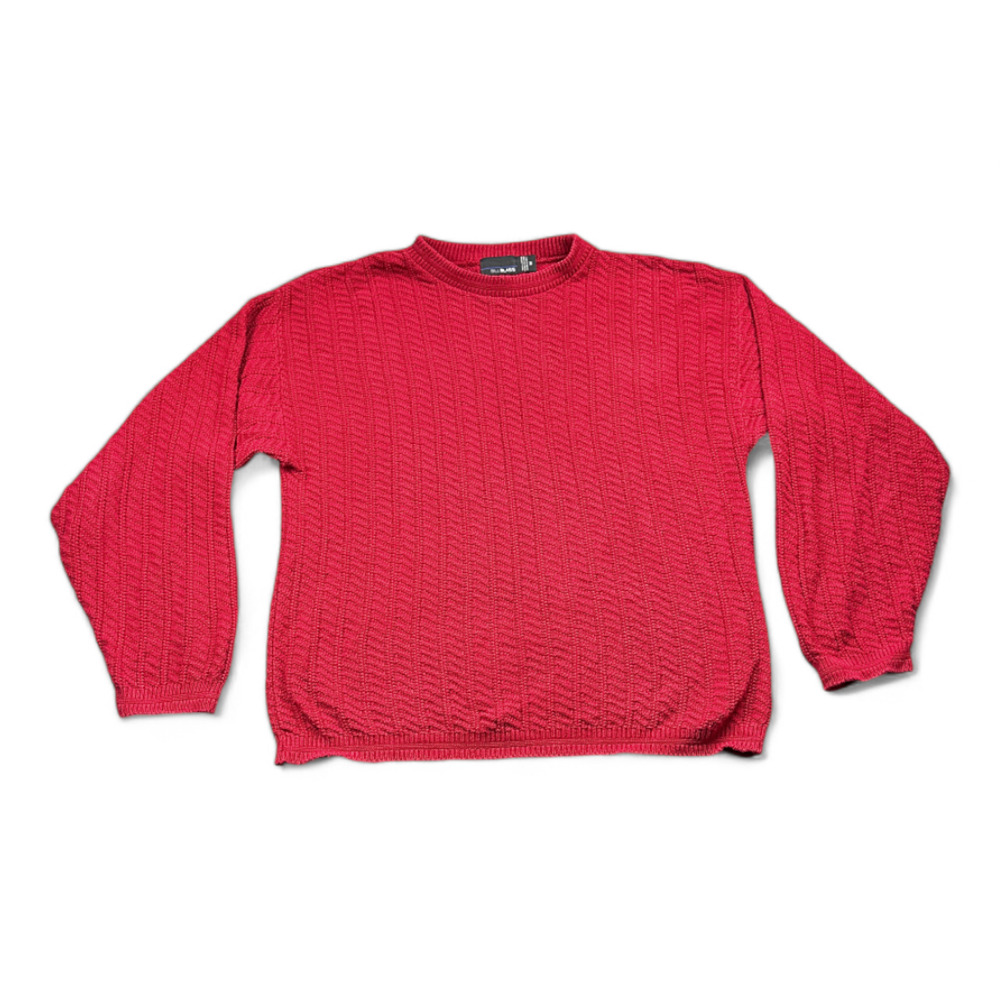 Vintage Bill Blass Sweater Adult MEDIUM Red Chunky Textured Knit 90s USA Made